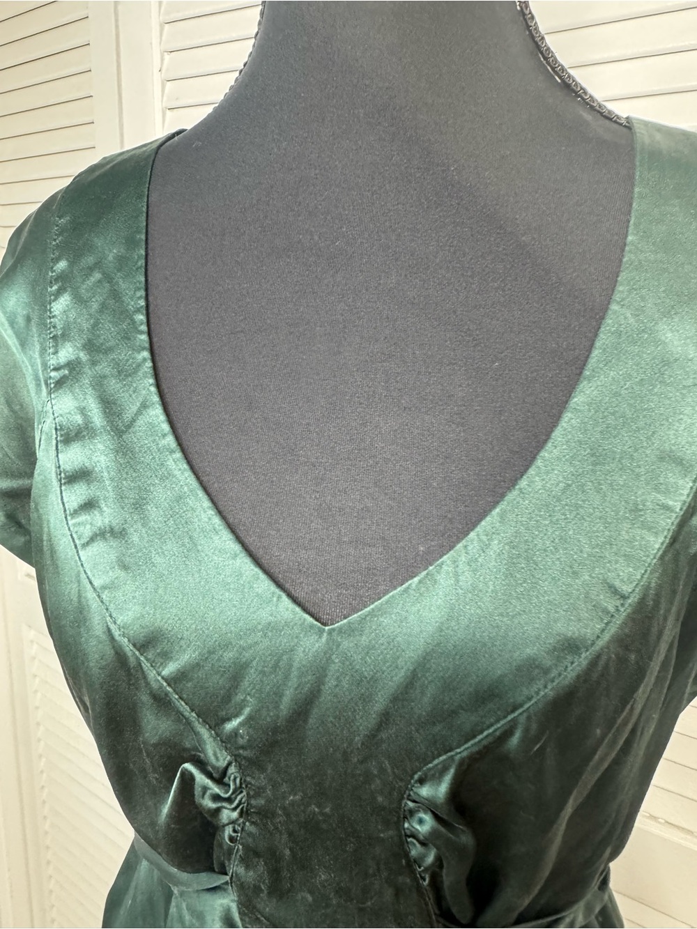 Old Navy Vintage Silk Y2K Empire Waistline Emerald Green Fairy Blouse XL - Picture 3 of 13